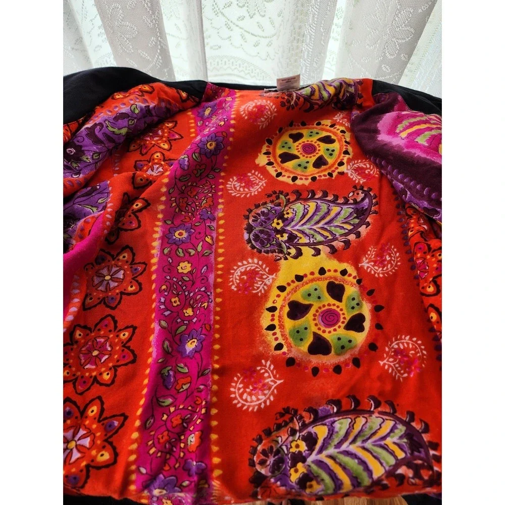 Vintage Sandy Starkman Boho Patchwork Jacket Whimsy Funky Hippie Floral Small